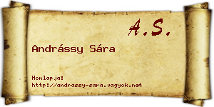 Andrássy Sára névjegykártya